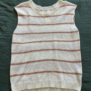 lightweight sleeveless summer top with multi sized tan/brown stripes